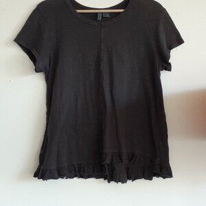 Left of Center Grey Ruffle-Hem Top